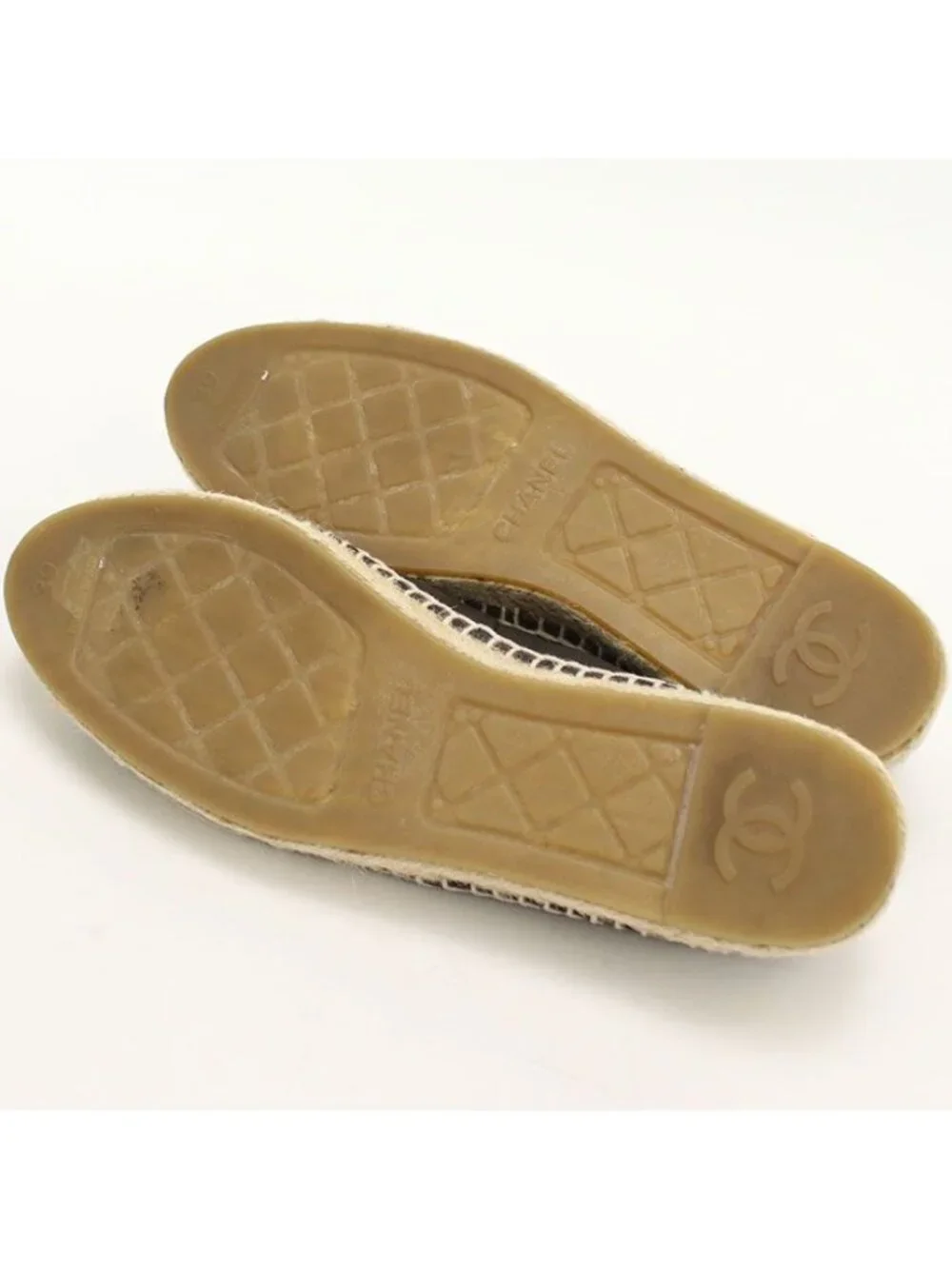 Chanel Espadrilles CC Logo Shoes Leather